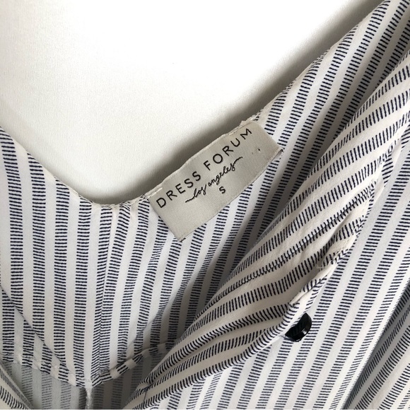 Dress Forum Striped White + Blue Jumpsuit Small - Picture 6 of 7